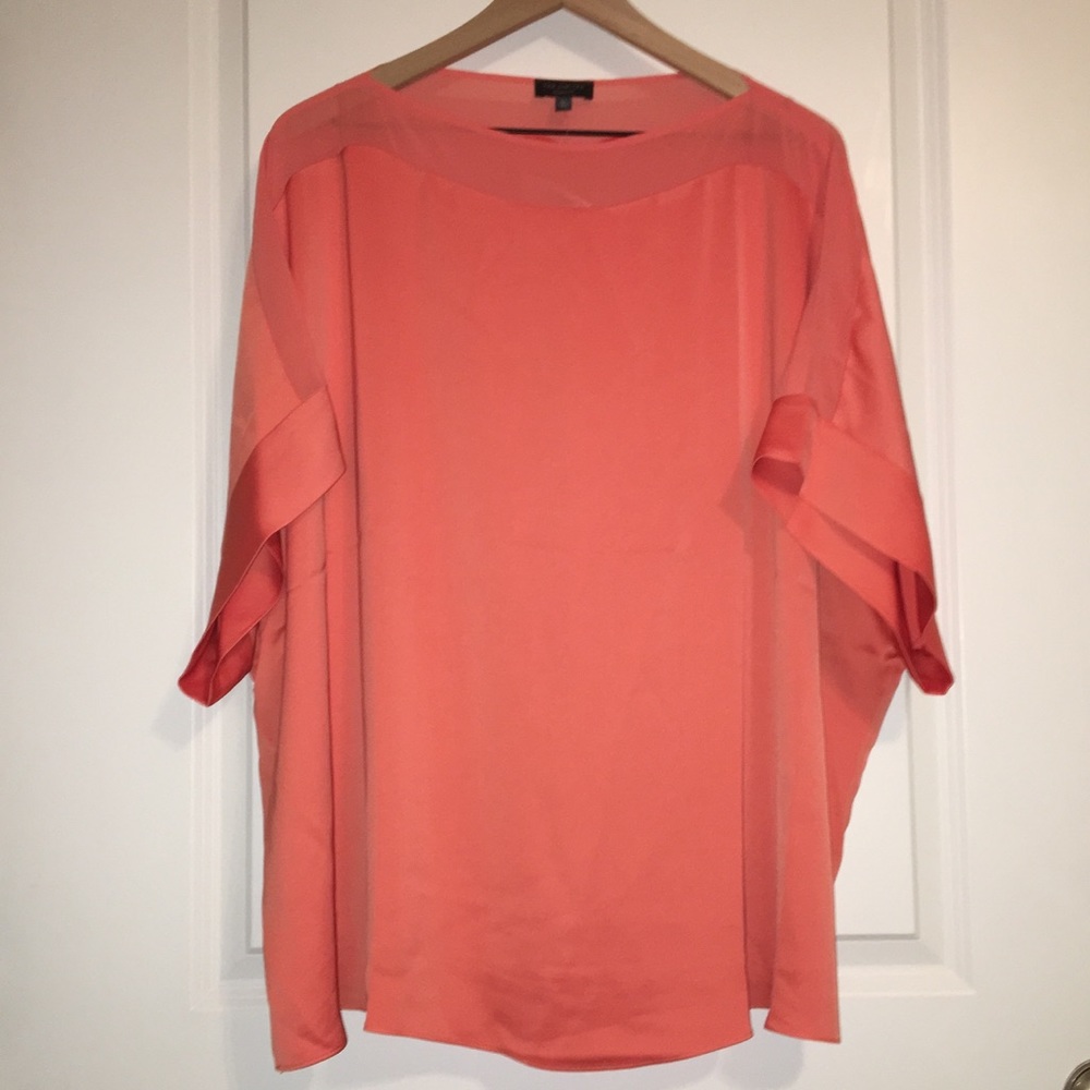 THE LIMITED coral dolman top with chiffon trim